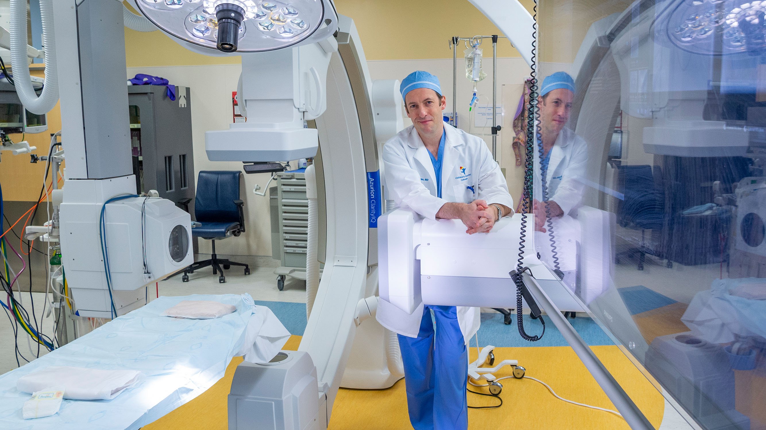 Dr. Morgan in the Cardiac Catheterization Program lab