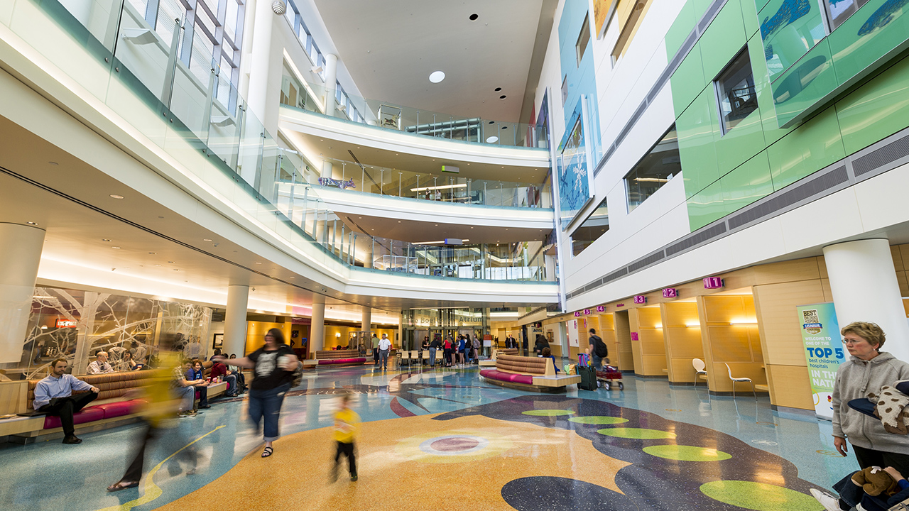 Main atrium entrance at Children’s Hospital Colorado