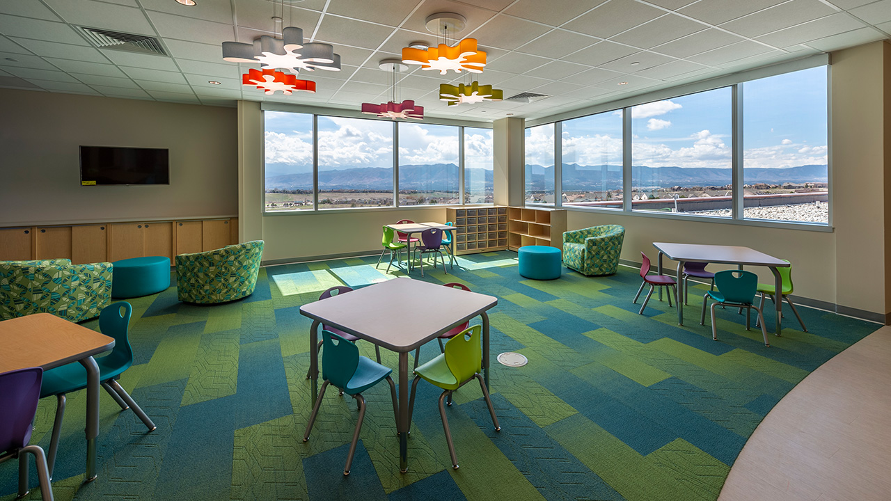 Mountain views from the play area at Children's Hospital Colorado, Colorado Springs