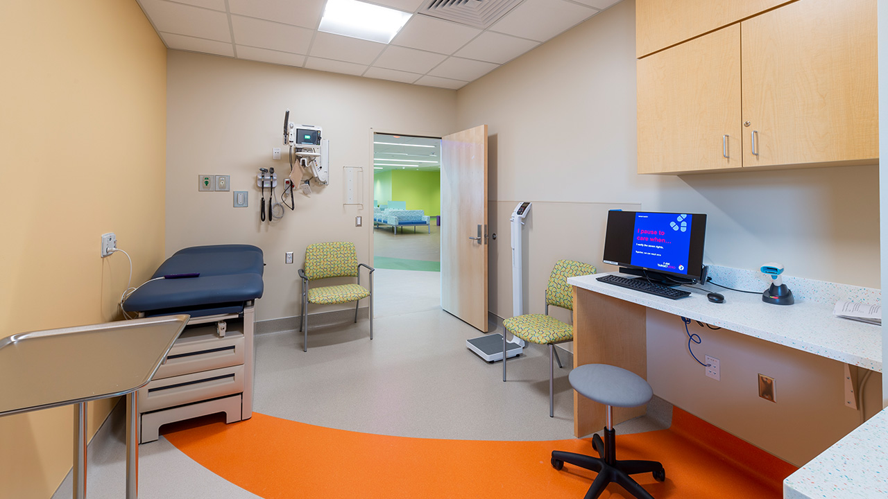 Emergency Department exam room at Children's Hospital Colorado, Colorado Springs