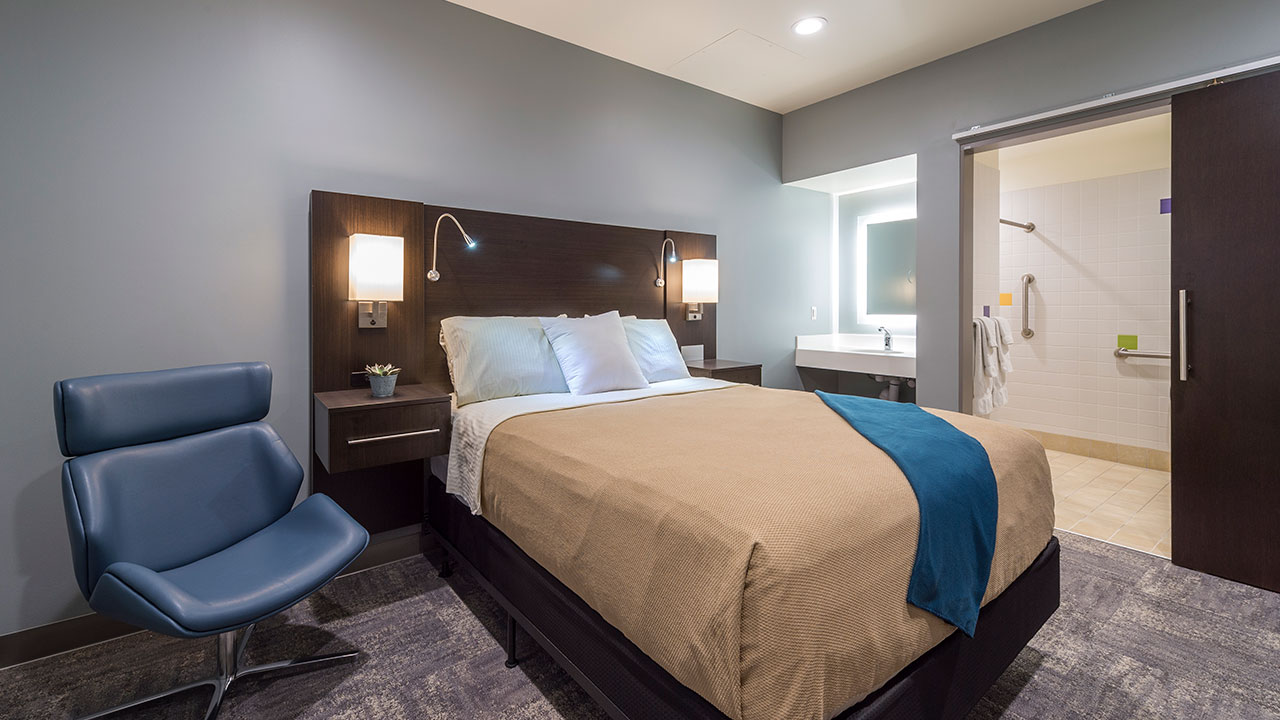 Guest bedroom in the Family Resource Center