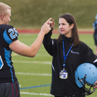 A Sports Medicine Center physician tests for concussion.