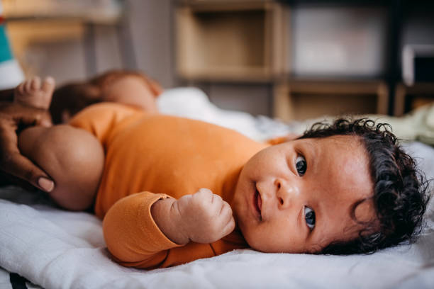 A close-up of a young infant