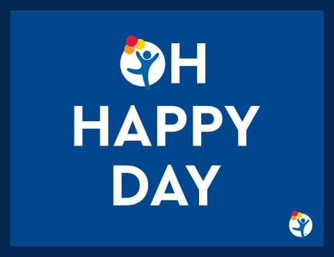 A birthday graphic reads "Oh happy day!"